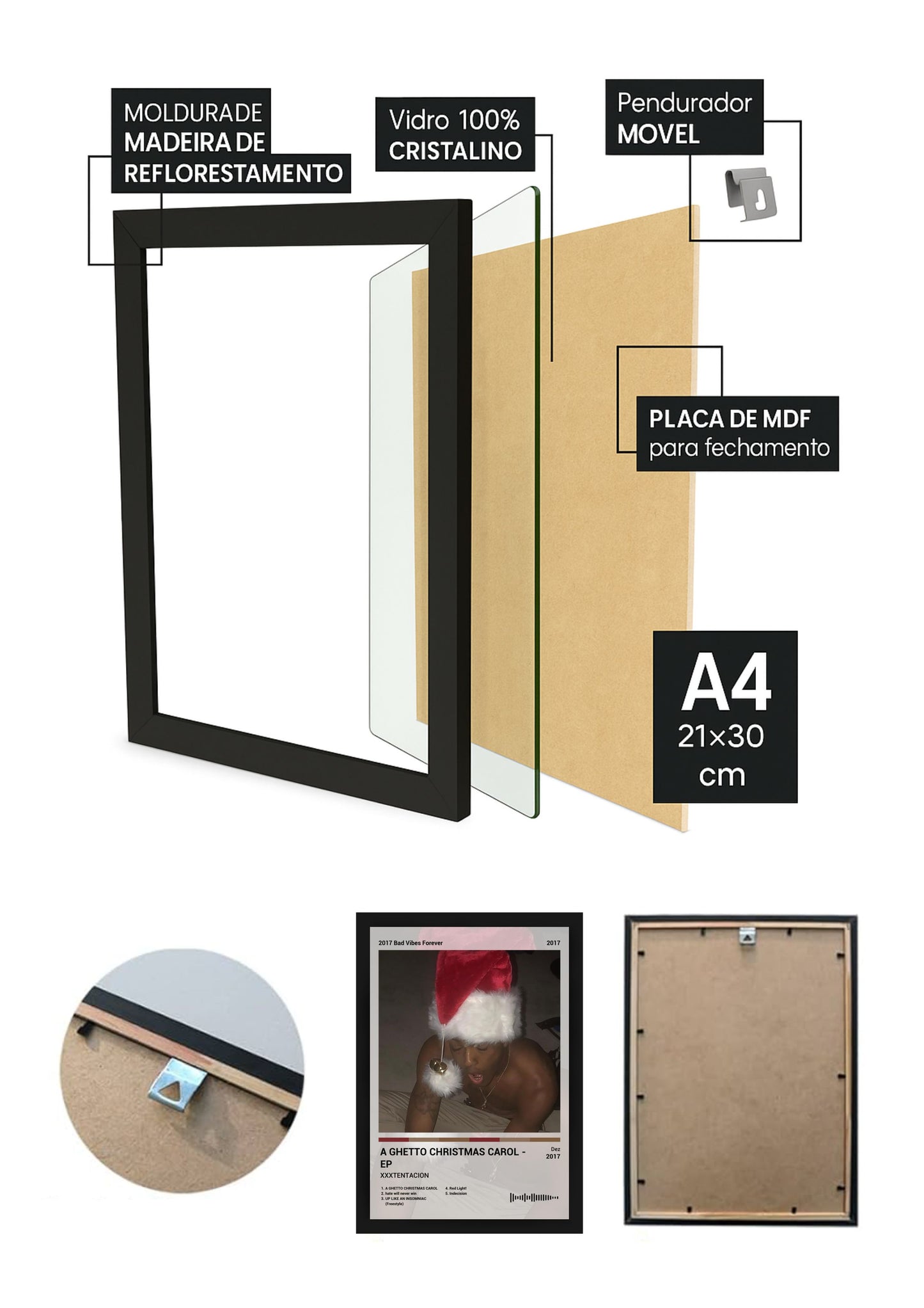 Quadro XXXTENTACION A GHETTO CHRISTMAS ... (Light) Com Vidro