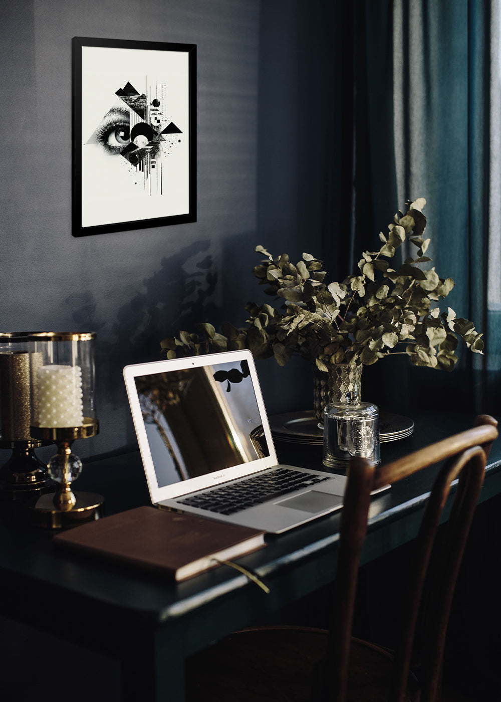 Quadro Decorativo Arte abstrata de piramides - Com vidro