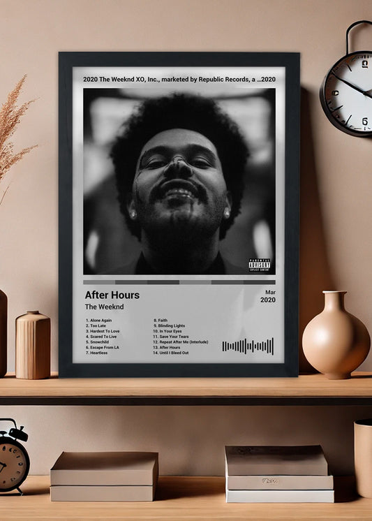 Quadro The Weeknd - After Hours (Black&Light) - Com Vidro