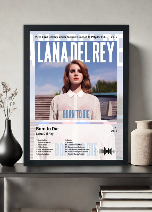 Quadro Decorativo Lana Del Rey Born to Die (Light) Com Vidro