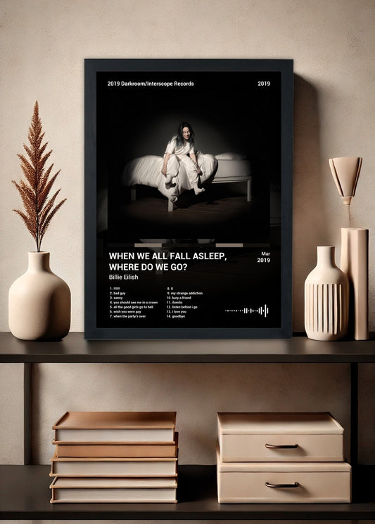 Quadro Billie Eilish WHEN WE ALL FALL AS... (Dark) Com Vidro