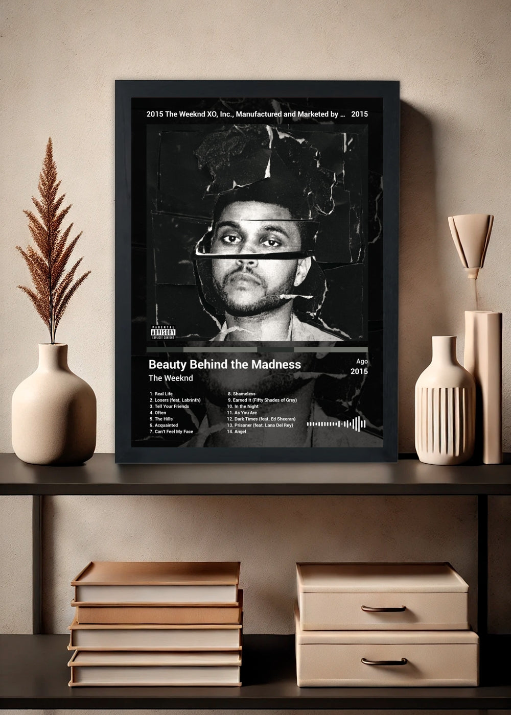 Quadro The Weeknd Beauty Behind the Madness (Dark) Com Vidro