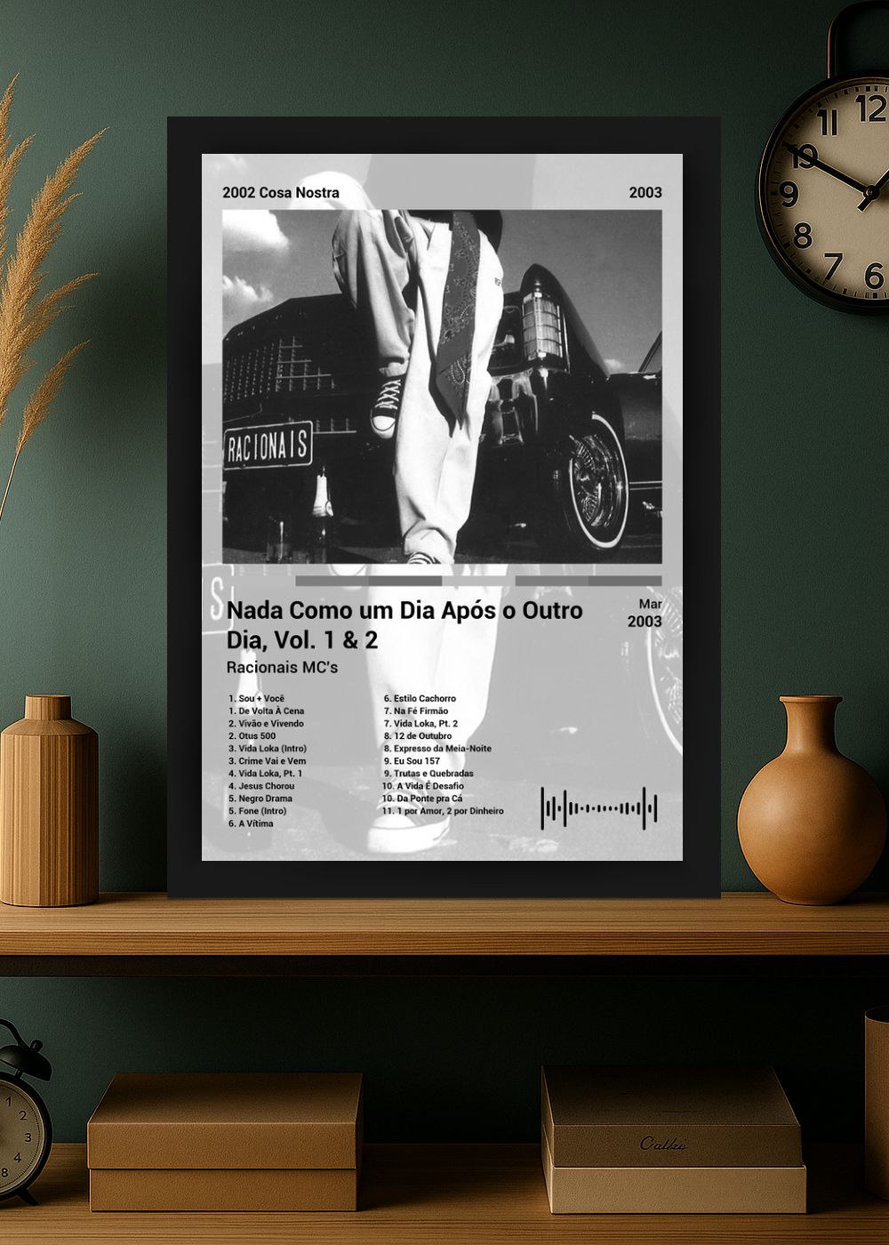 Quadro Racionais MC's Nada Como u... (Black&white) Com Vidro