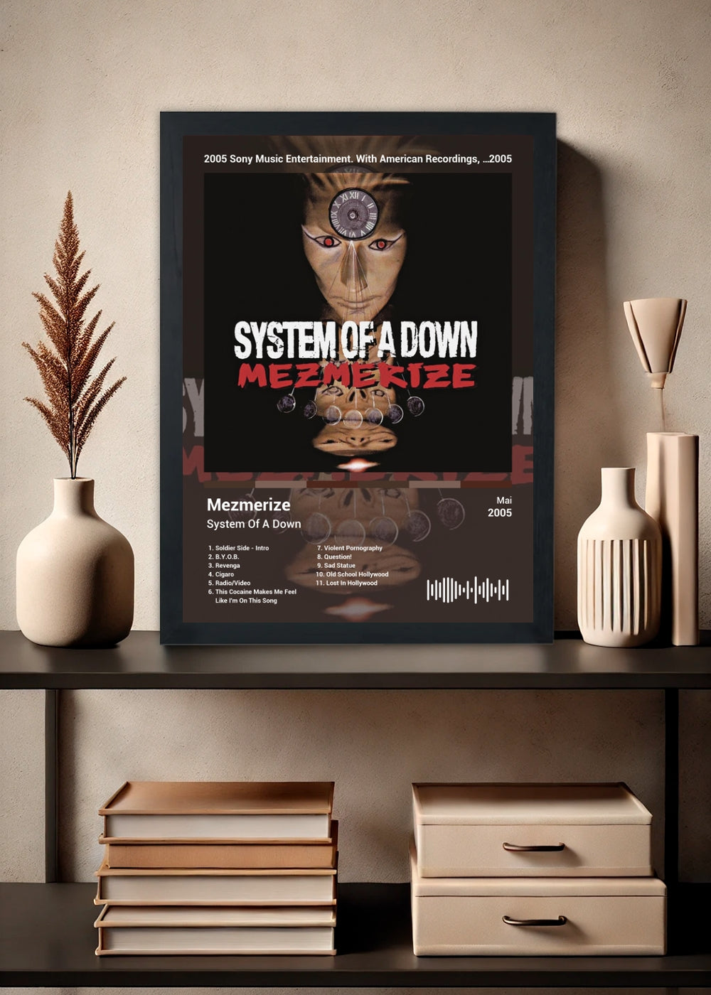 Quadro System Of A Down Mezmerize (Colored) Com Vidro