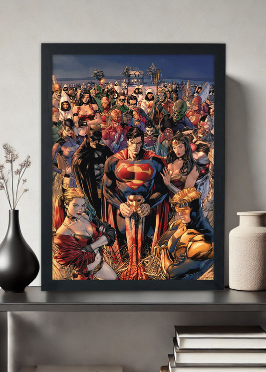 Quadro DC Heroes in Crisis - Com vidro