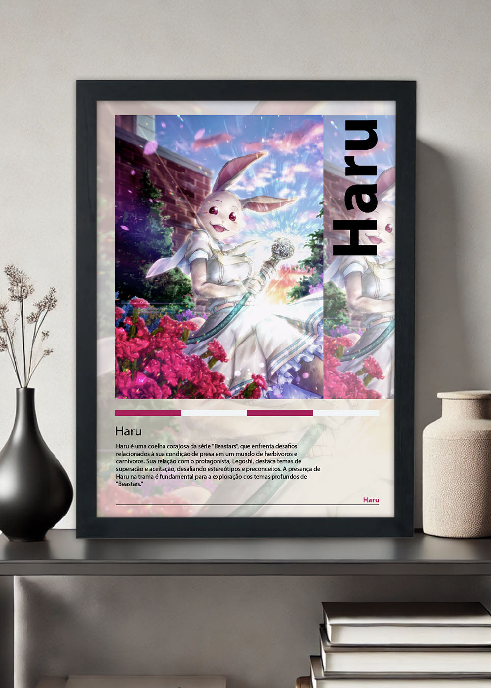 Quadro Decorativo Haru - Beastars - O Lobo Bom - Com vidro