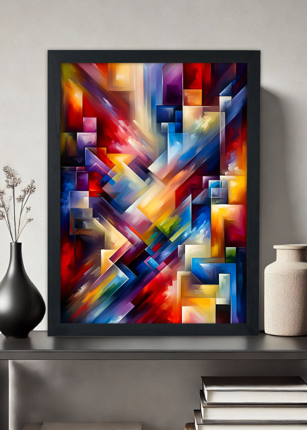 Quadro Decorativo arte Abstrata colorido - Com vidro