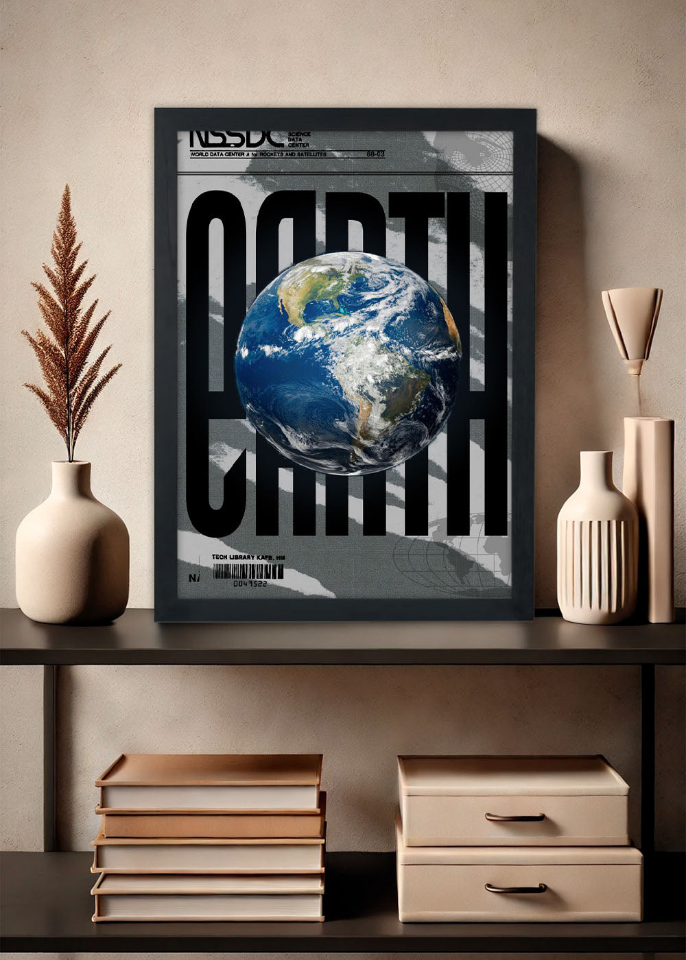 Quadro Decorativo arte do planeta terra - Com vidro