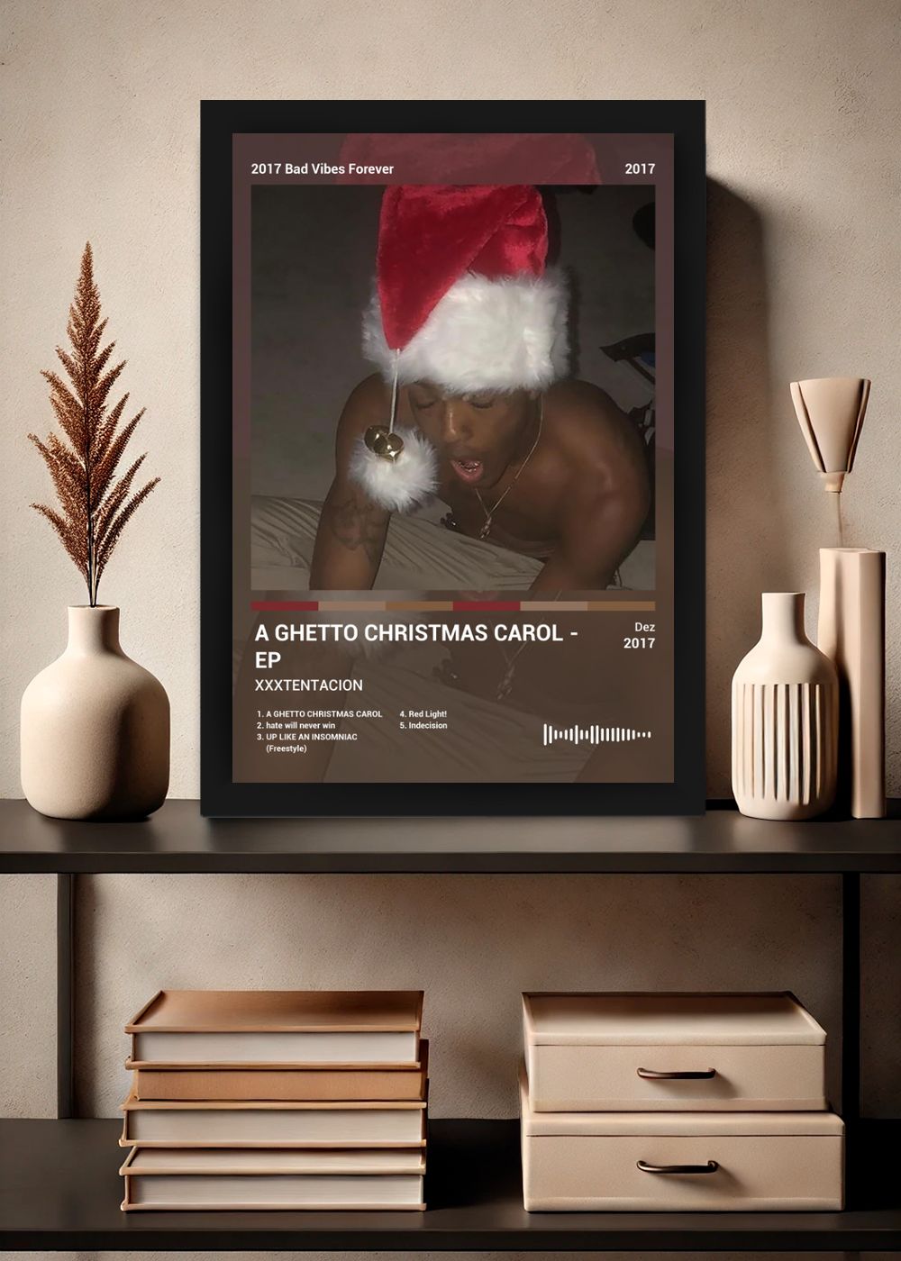 Quadro XXXTENTACION A GHETTO CHRISTMA... (Colored) Com Vidro