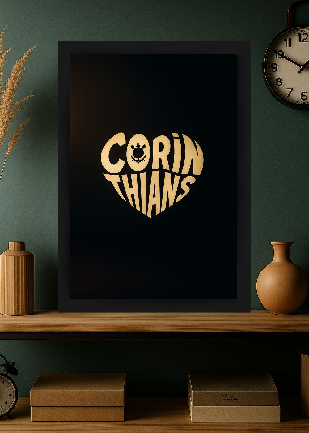 Quadro Com Vidro Corinthians Meu Timao com Moldura