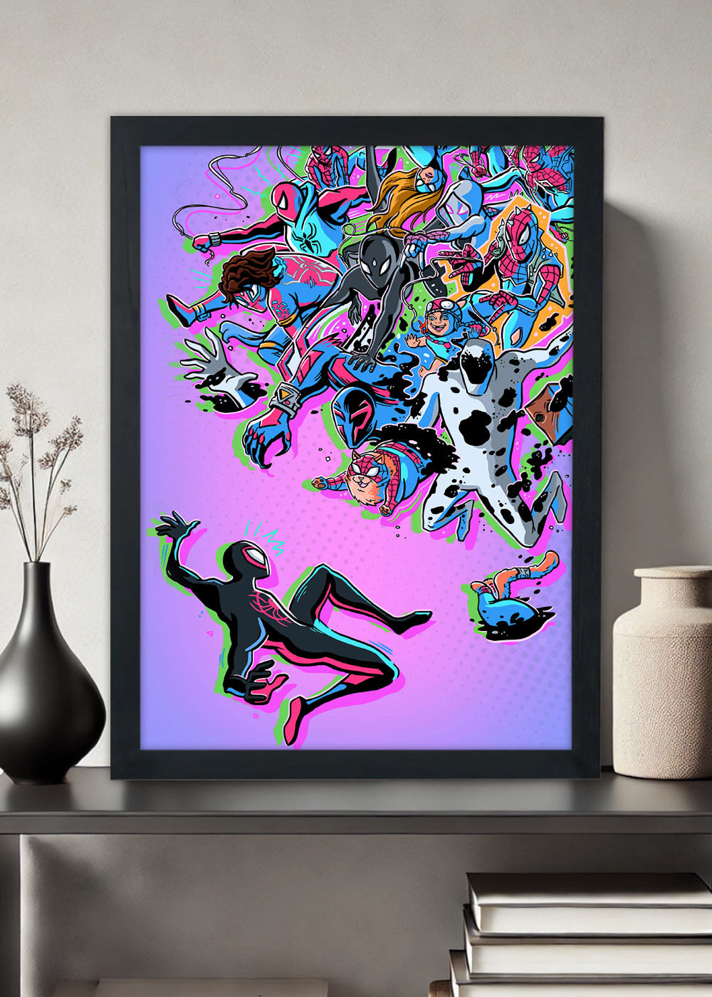 Quadro Homem Aranha e o mundo aranha - Com vidro