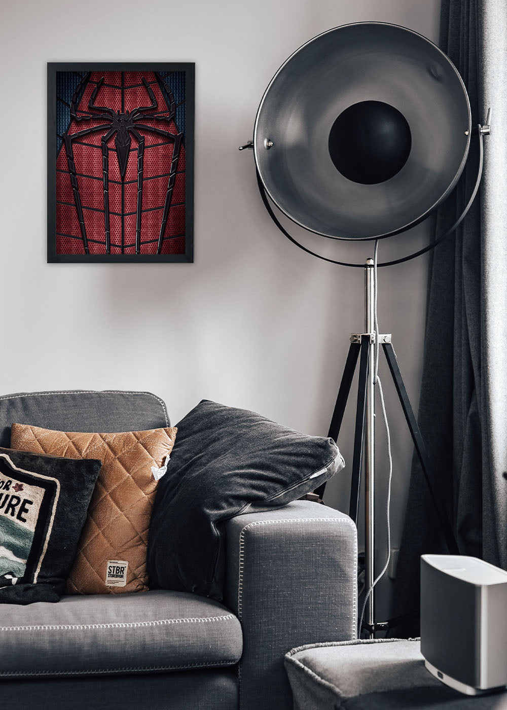 Quadro Decorativo Heroi Marvel - Logo do aranha - Com vidro