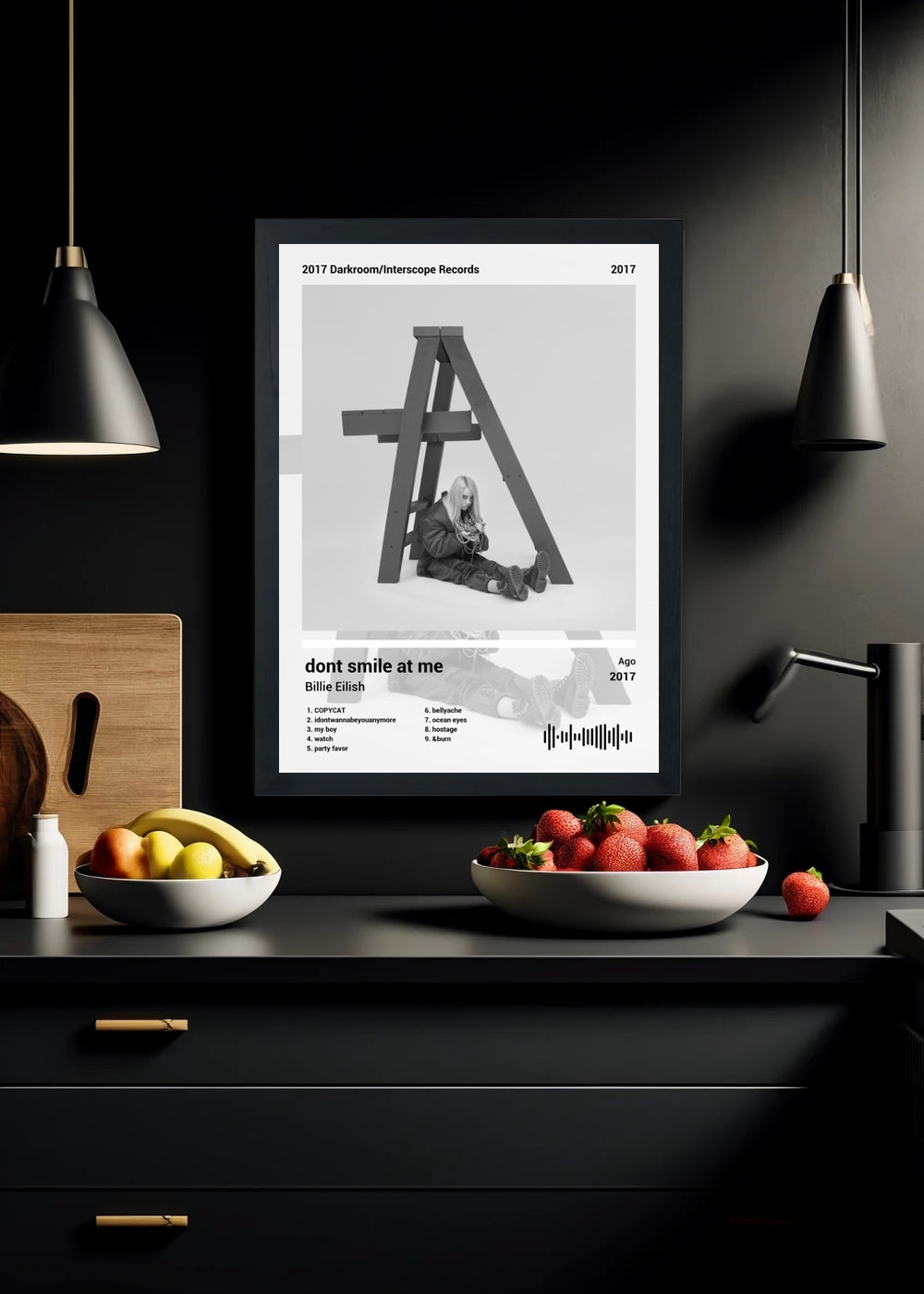 Quadro Billie Eilish dont smile a... (Black&white) Com Vidro