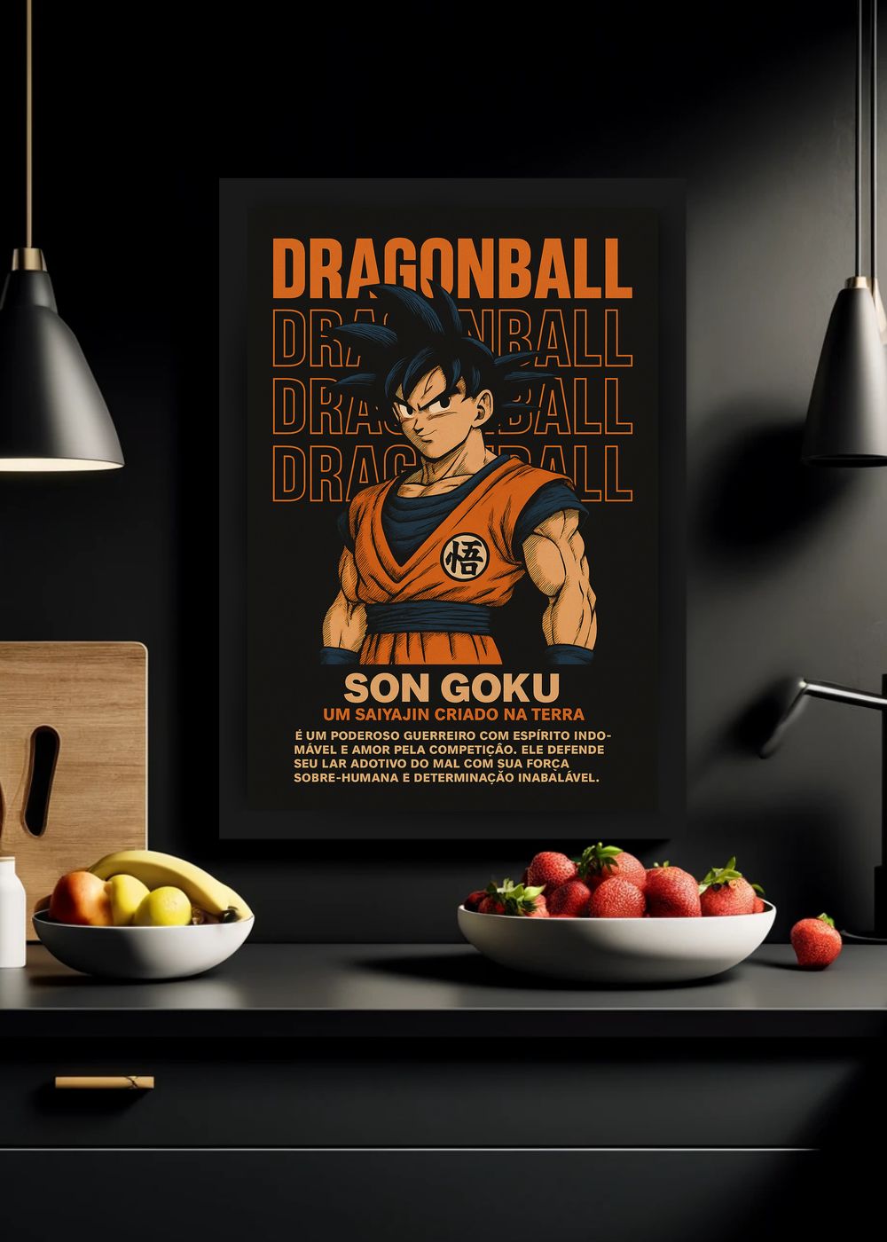 Quadro Son Goku Dragon Ball Anime Com Vidro e Moldura