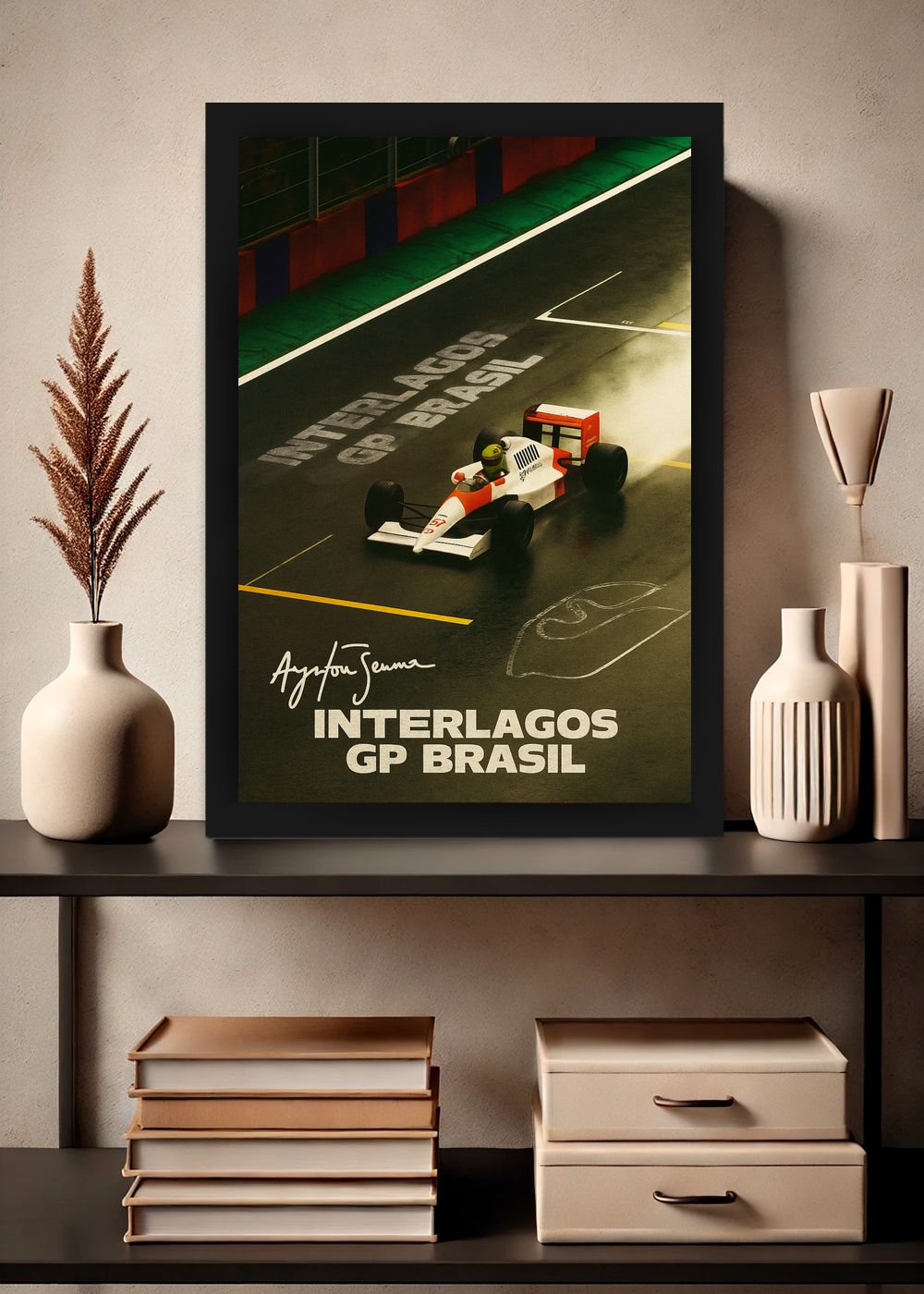 Quadro Com Vidro Ayrton Senna GP Brasil Decorativo