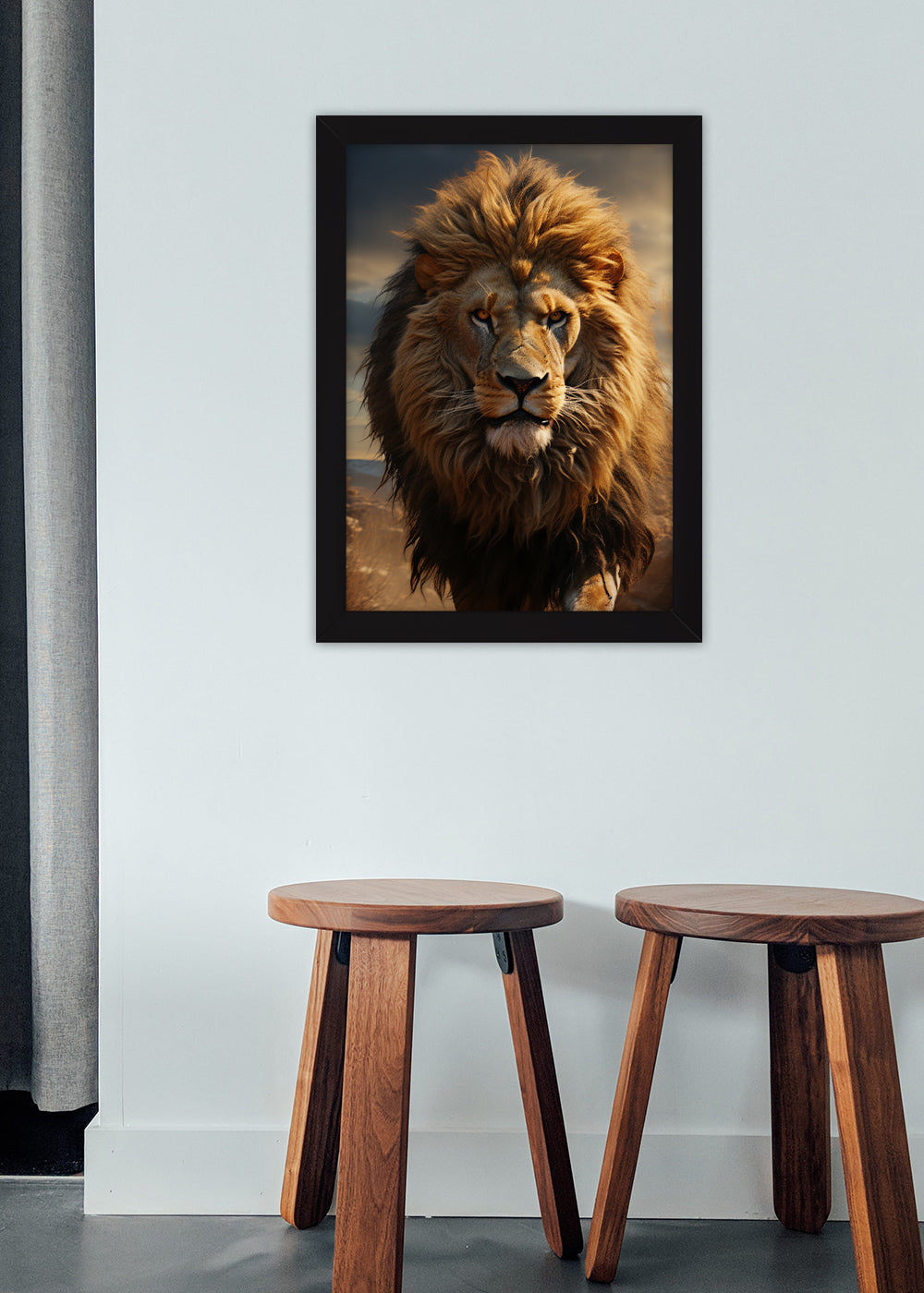 Quadro Decorativo Leão dourado - Animais - Com vidro