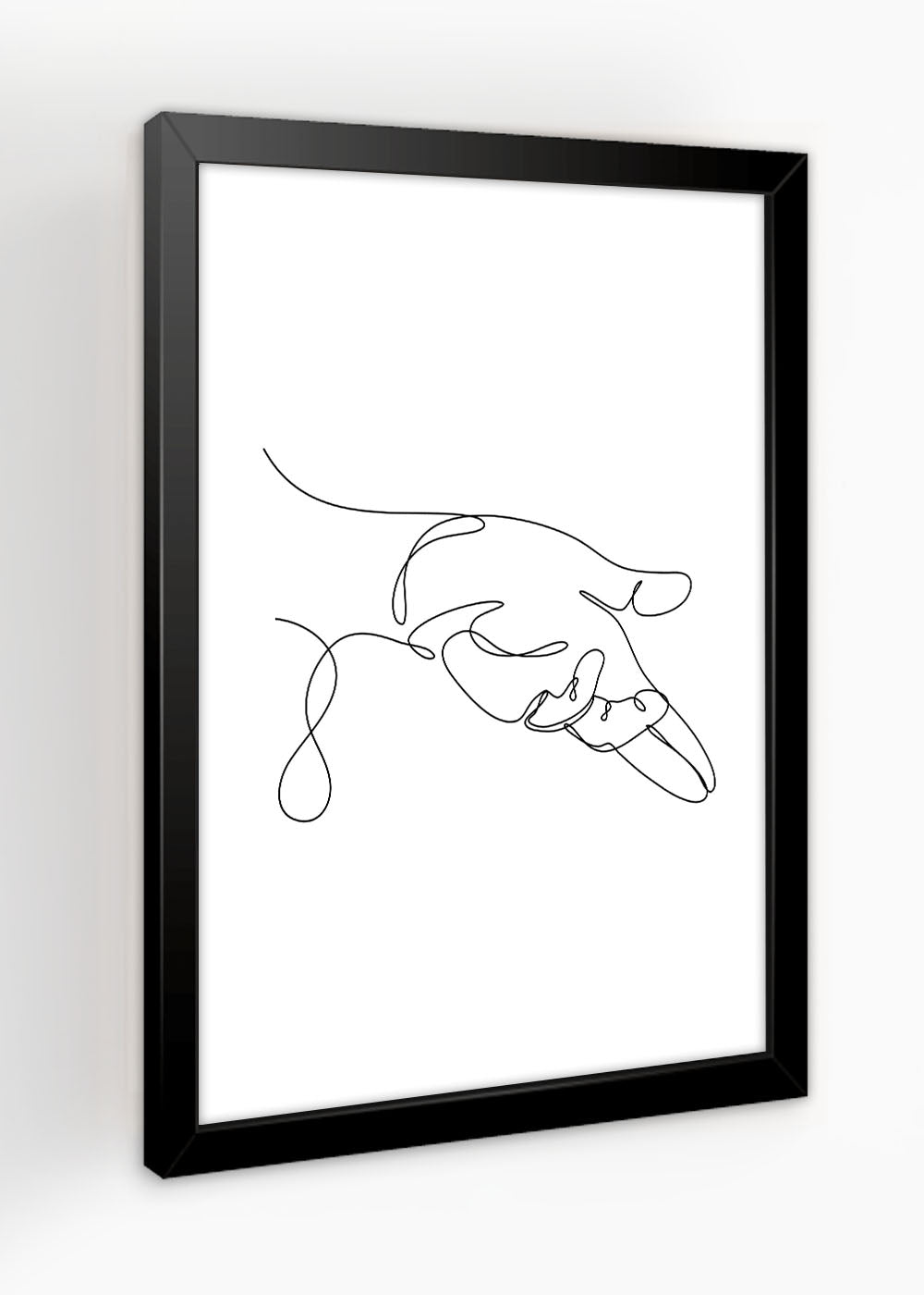 Quadro Decorativo Mãos One Line Art - Com vidro