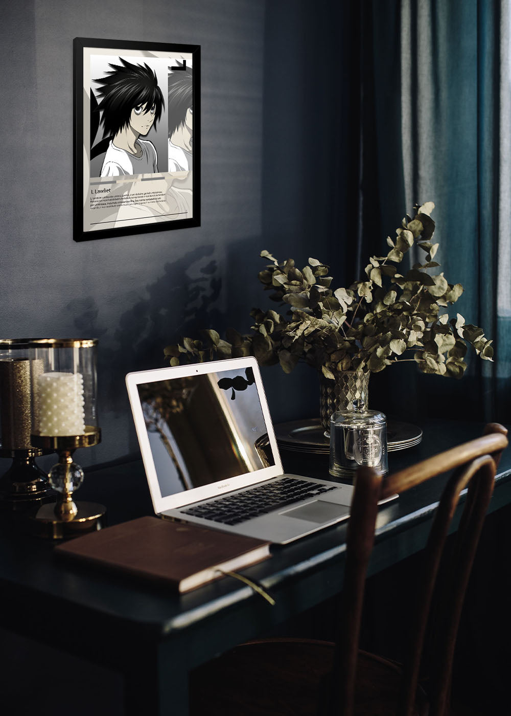 Quadro Decorativo L Lawliet - Death Note - Com vidro