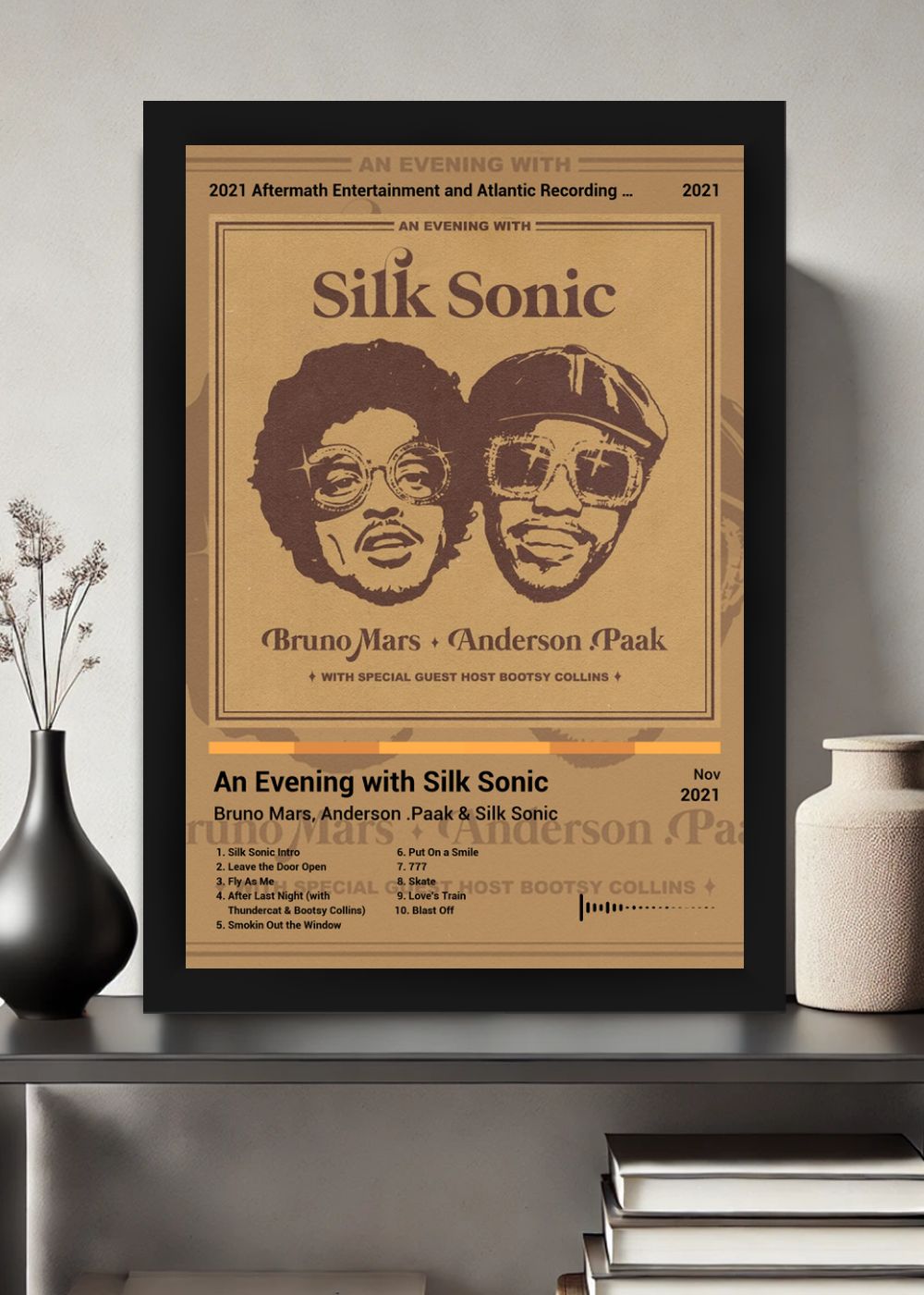 Quadro Bruno Mars An Evening with Sil... (Colored) Com Vidro