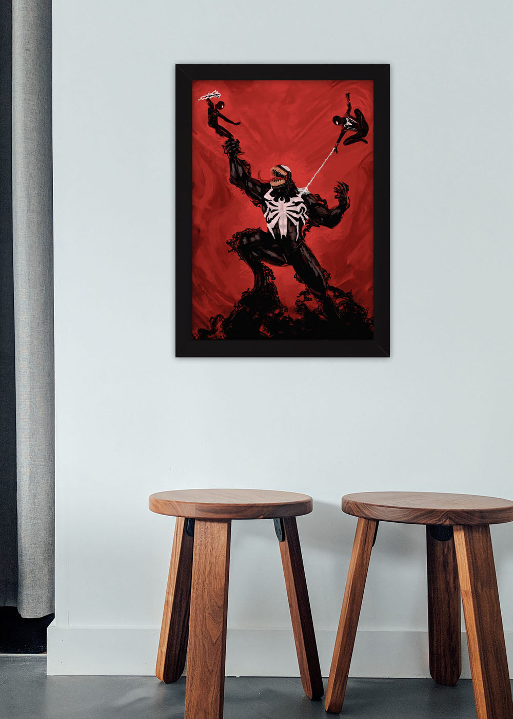 Quadro Decorativo Venom x Homens Aranhas - Com vidro