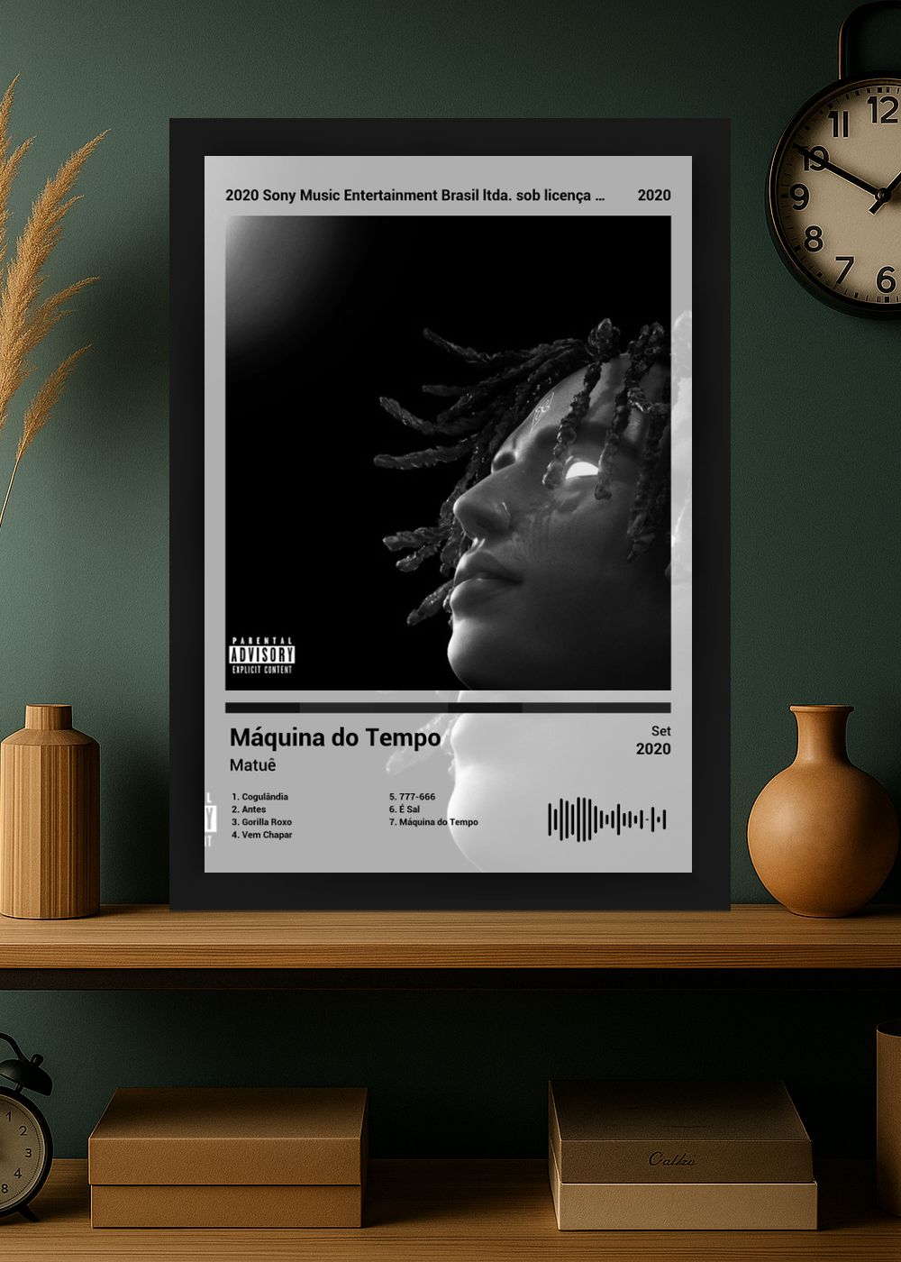 Quadro Matuê Máquina do Tempo (Black&white) Com Vidro