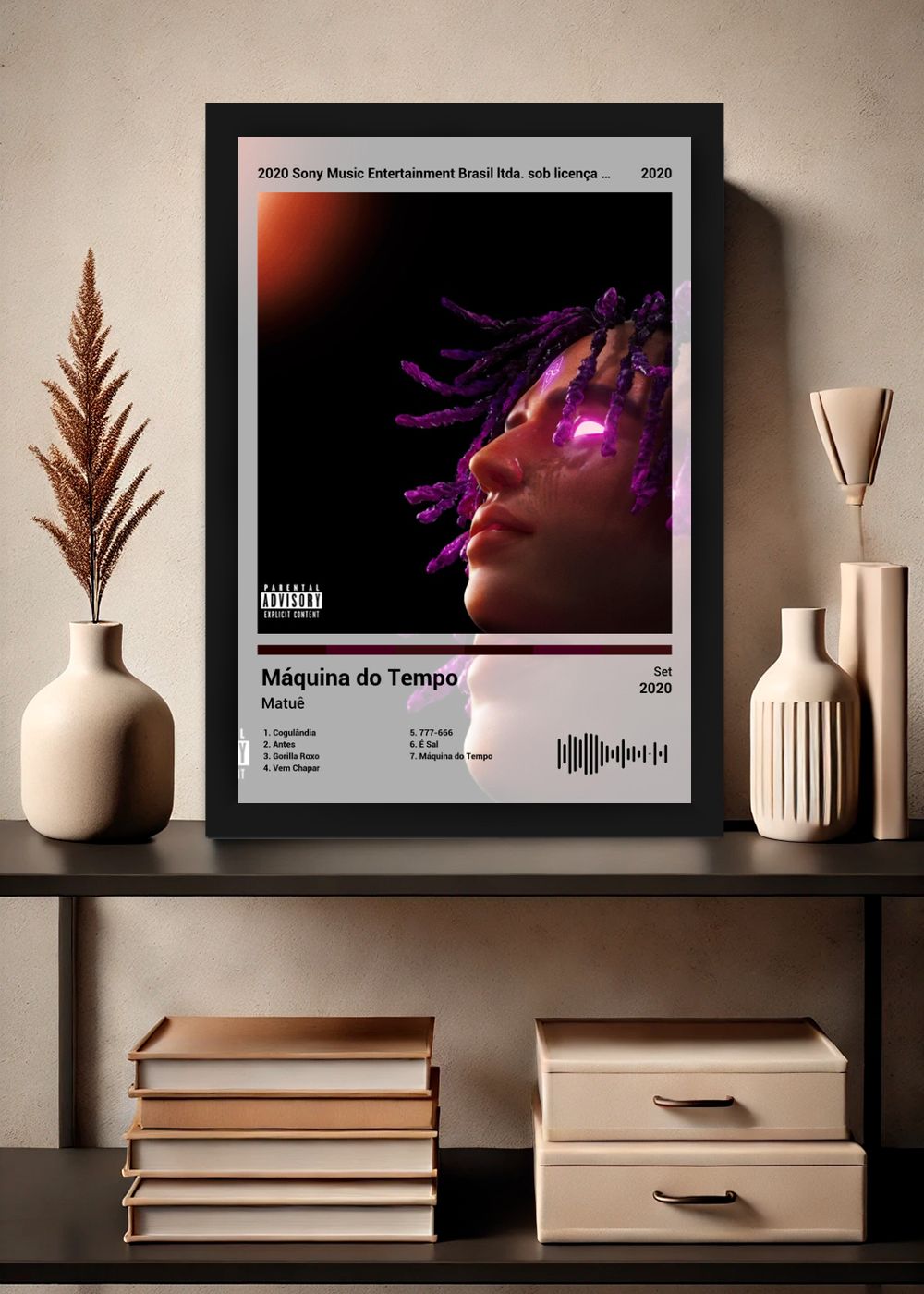 Quadro Decorativo Matuê Máquina do Tempo (Light) Com Vidro