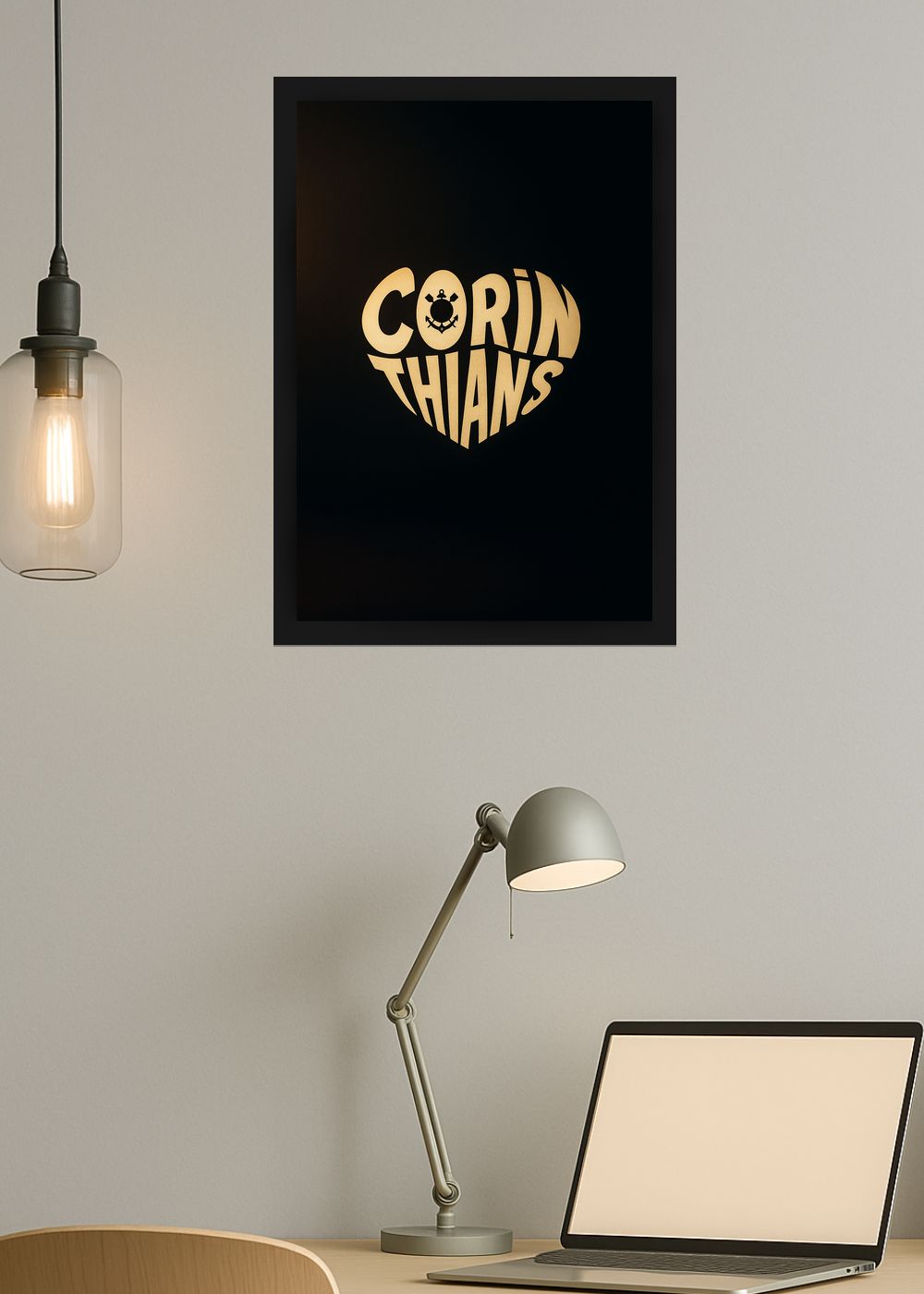 Quadro Com Vidro Corinthians Meu Timao com Moldura