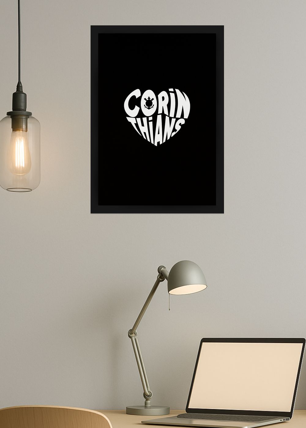 Quadro Com Vidro Corinthians do meu Coração com Moldura