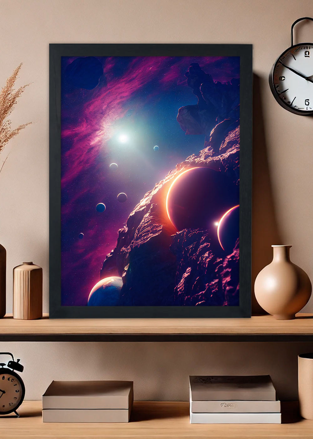 Quadro Decorativo Galaxia de trolls rosas - Com vidro