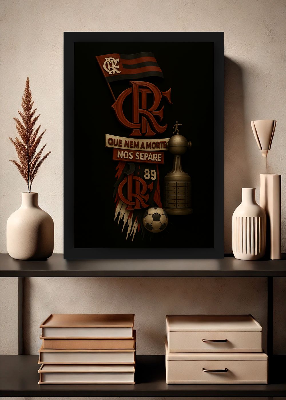 Quadro Com Vidro Flamengo Até Morrer com Moldura