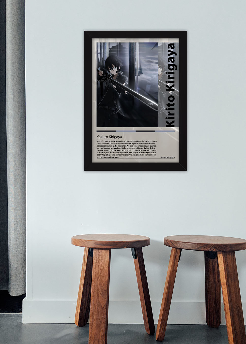 Quadro Decorativo Kirito Kirigaya Sword Art Online Com vidro
