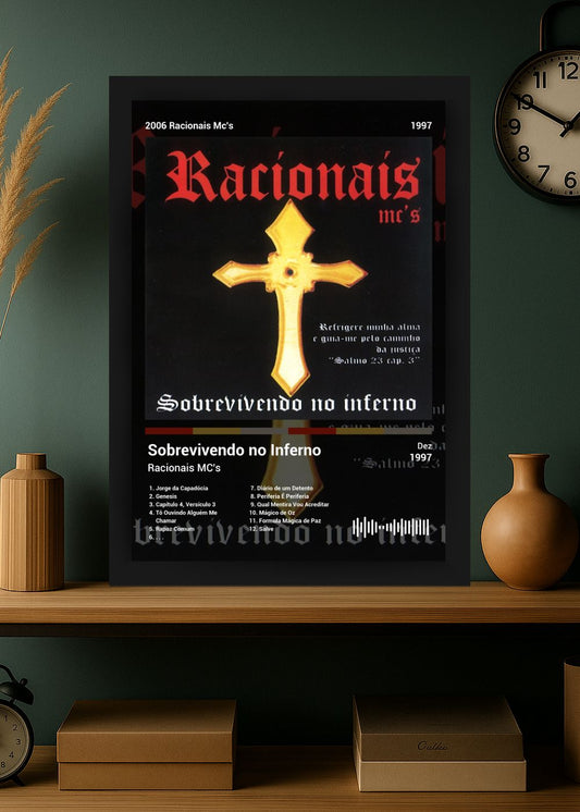 Quadro Racionais MC's Sobrevivendo no In... (Dark) Com Vidro