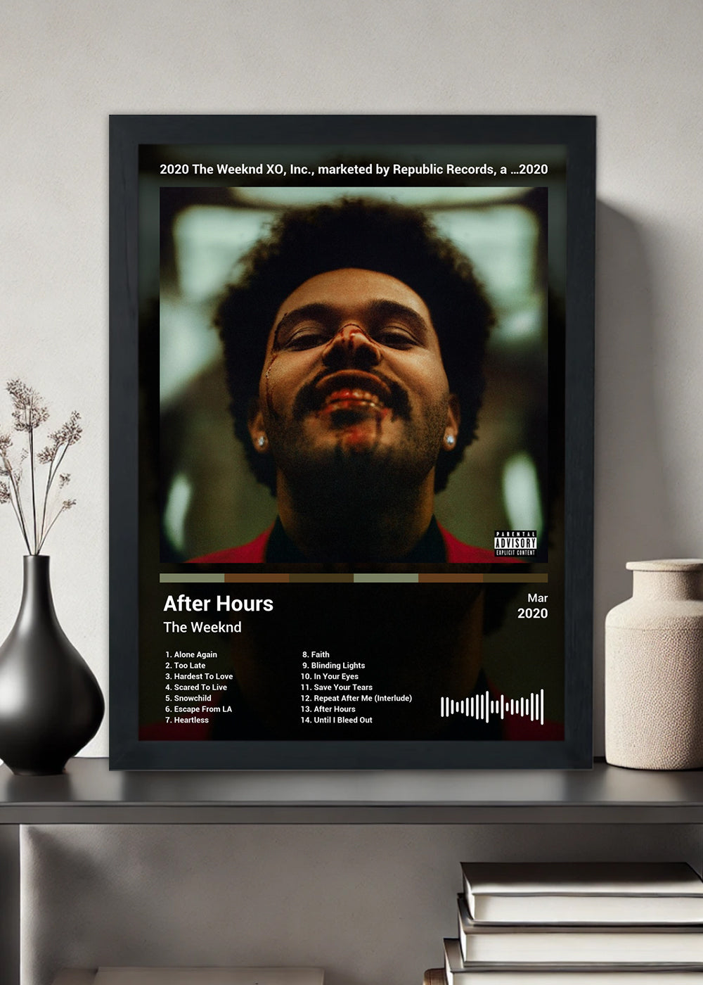 Quadro The Weeknd - After Hours (Black) - Com Vidro