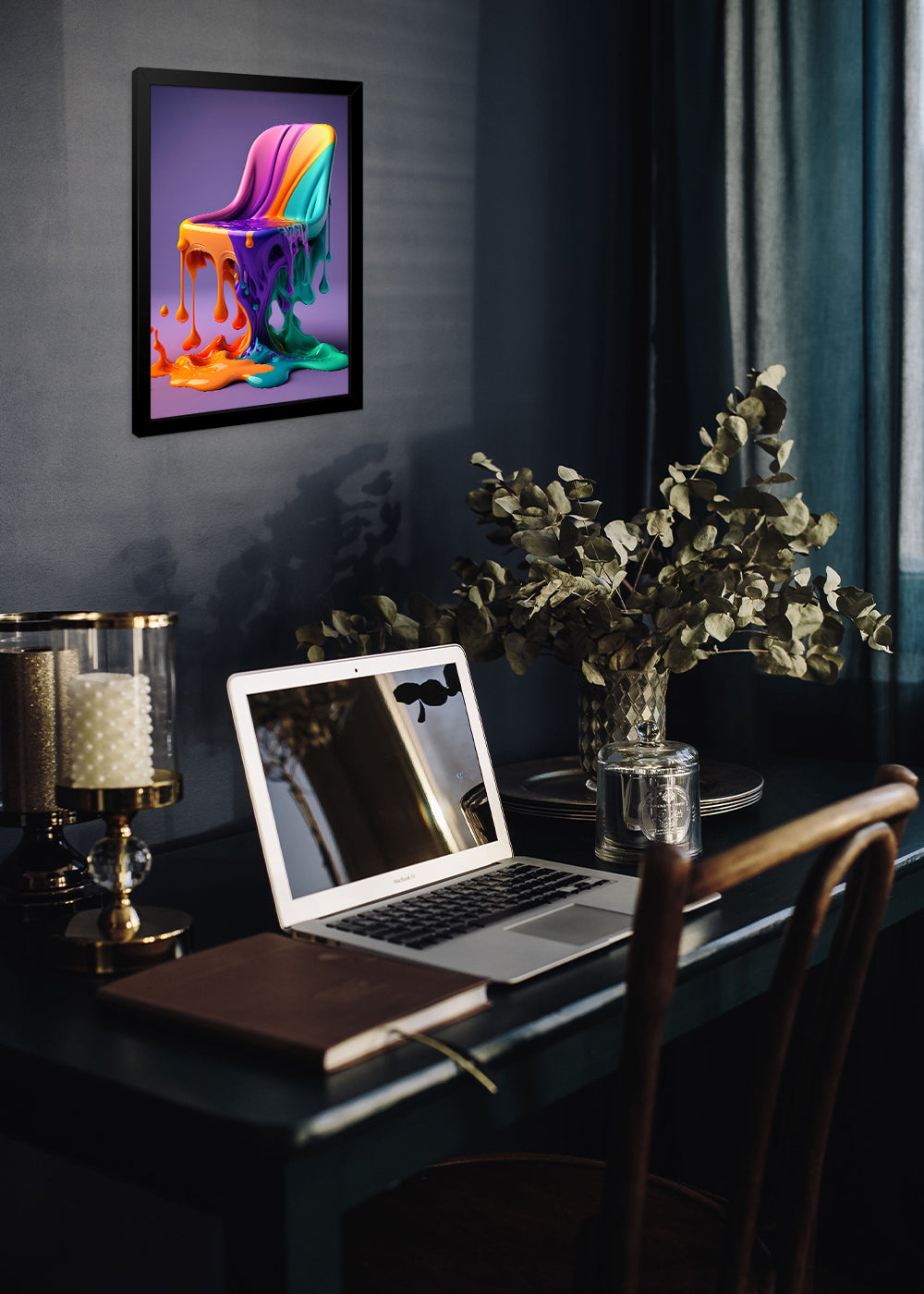 Quadro Decorativo cadeira de escritório Abstrata - Com vidro