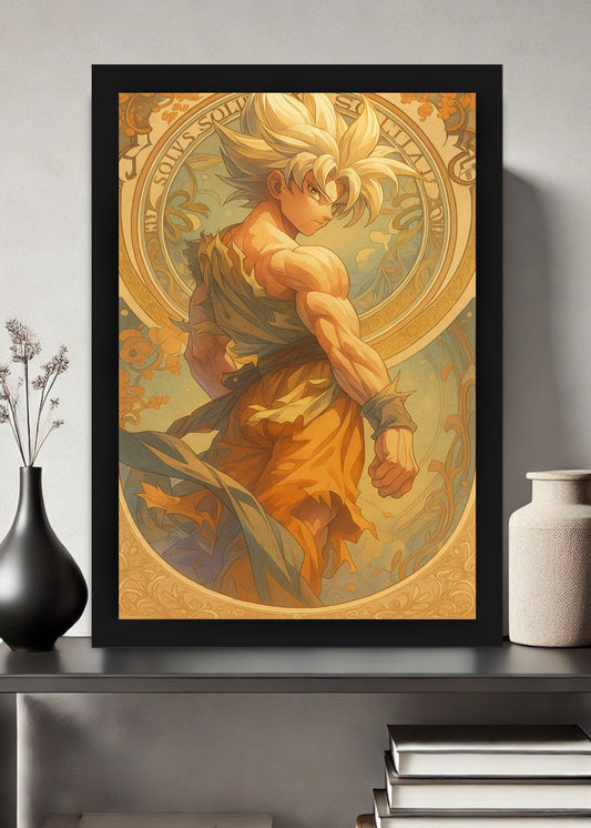 Quadro Goku Aura Dragon Ball Com Vidro e Moldura