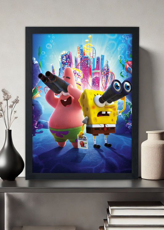 Quadro Decorativo Bob Esponja e Patrick - Com vidro
