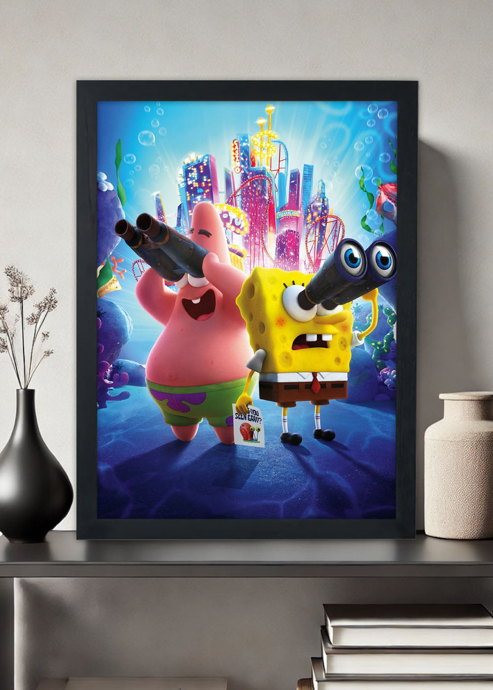 Quadro Decorativo Bob Esponja e Patrick - Com vidro
