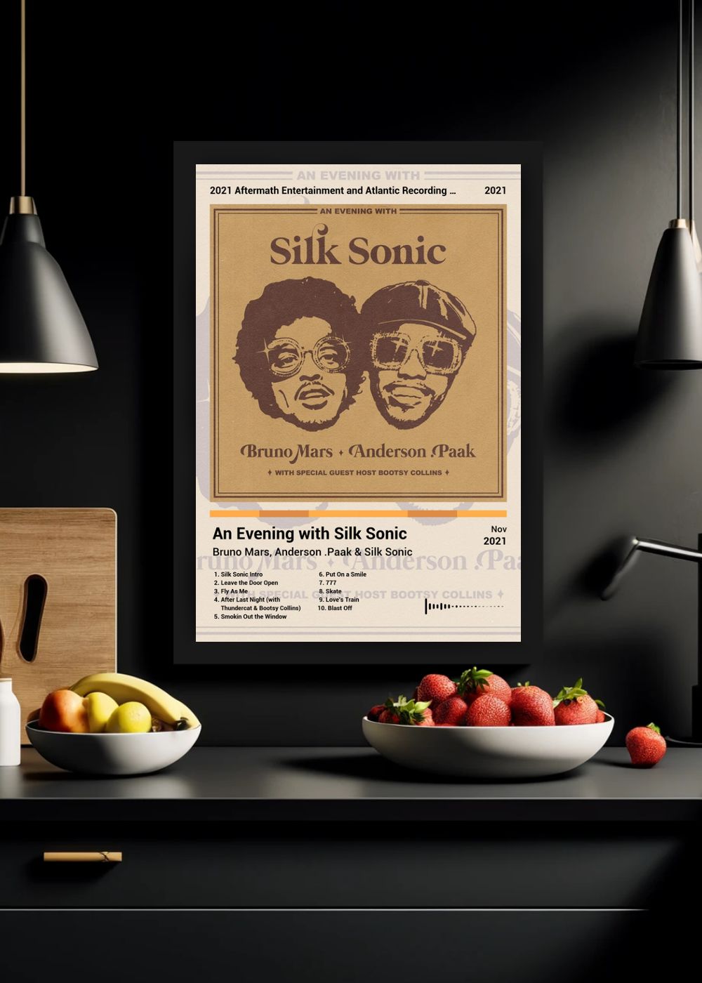 Quadro Bruno Mars An Evening with Silk ... (Light) Com Vidro