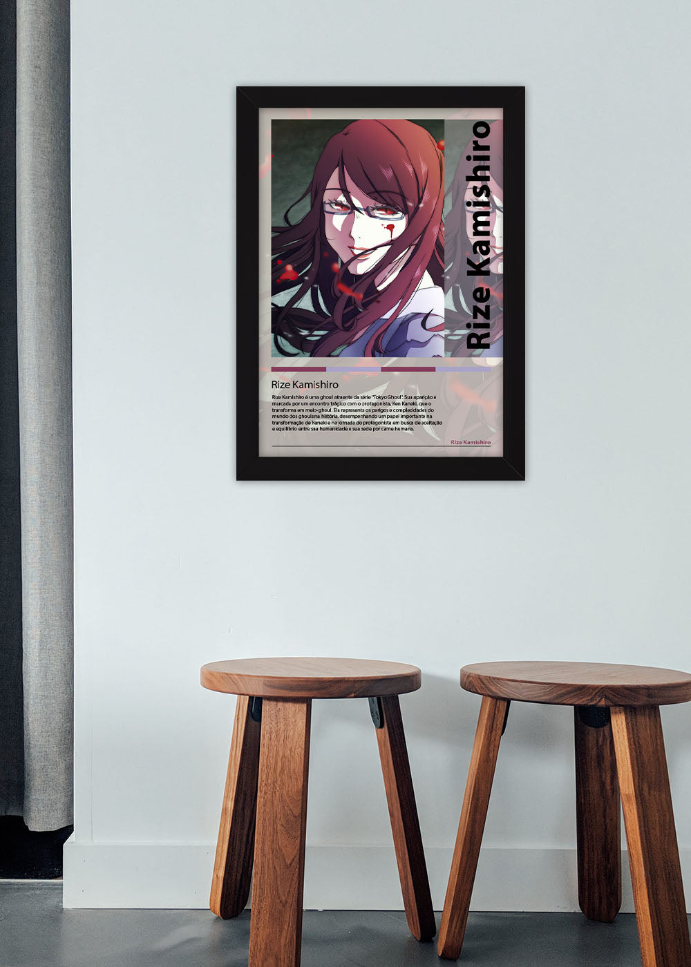 Quadro Decorativo Rize Kamishiro - Tokyo Ghoul - Com vidro