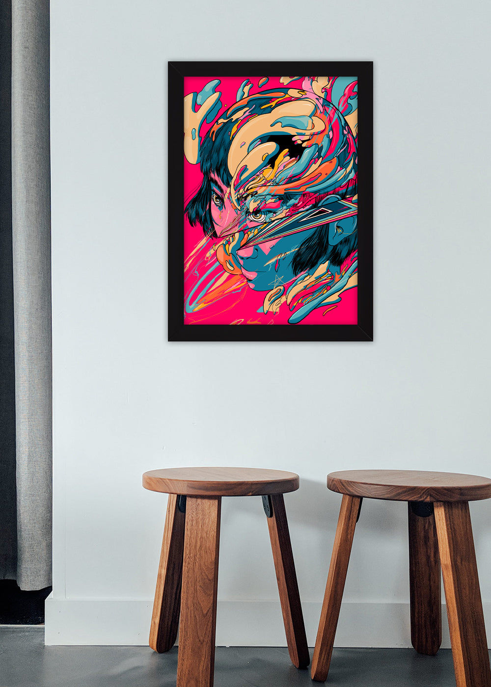 Quadro Decorativo Menina artistica abstrata - Com vidro