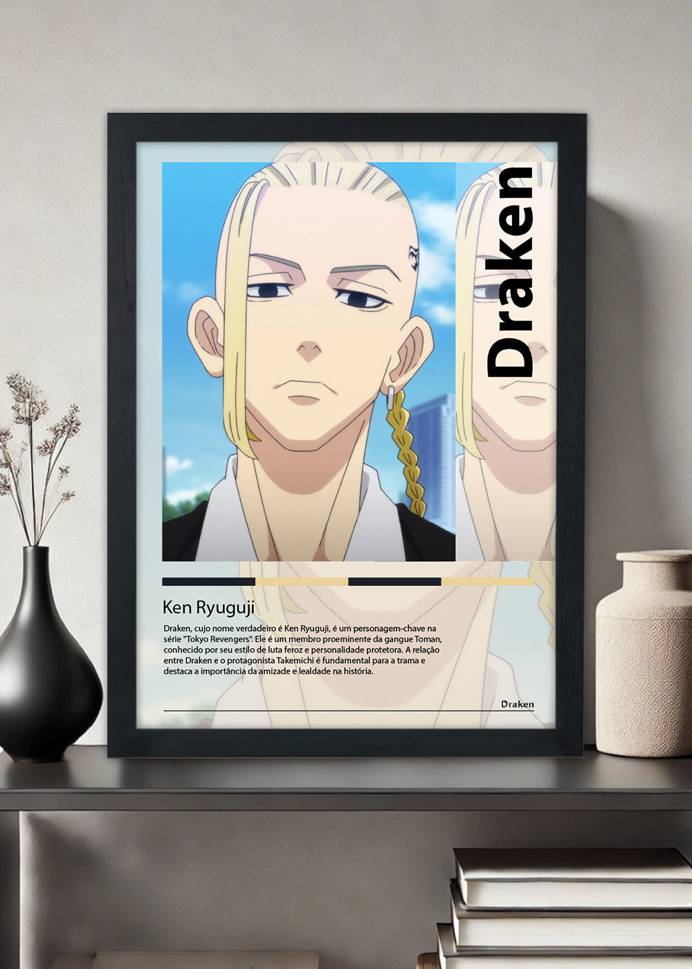 Quadro Decorativo Ken Ryuguji - Tokyo Revengers - Com vidro