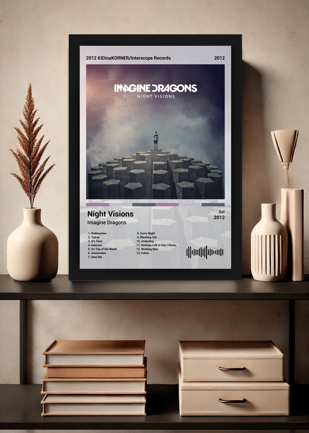 Quadro Imagine Dragons Night Visions (Light) Com Vidro