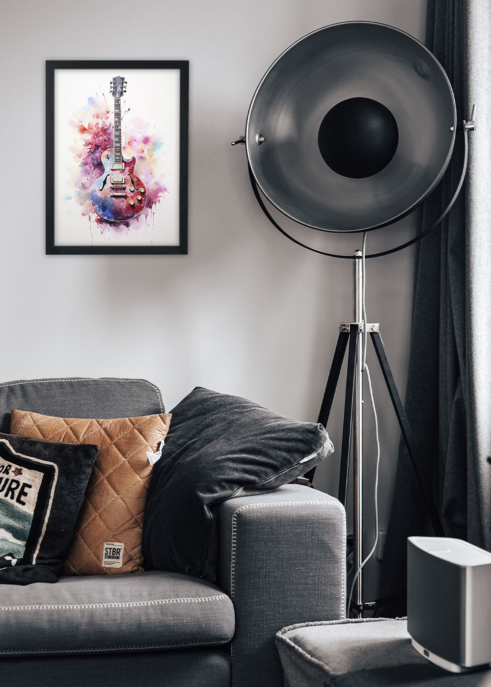 Quadro Decorativo Arte da guitarra Abstrata - Com vidro