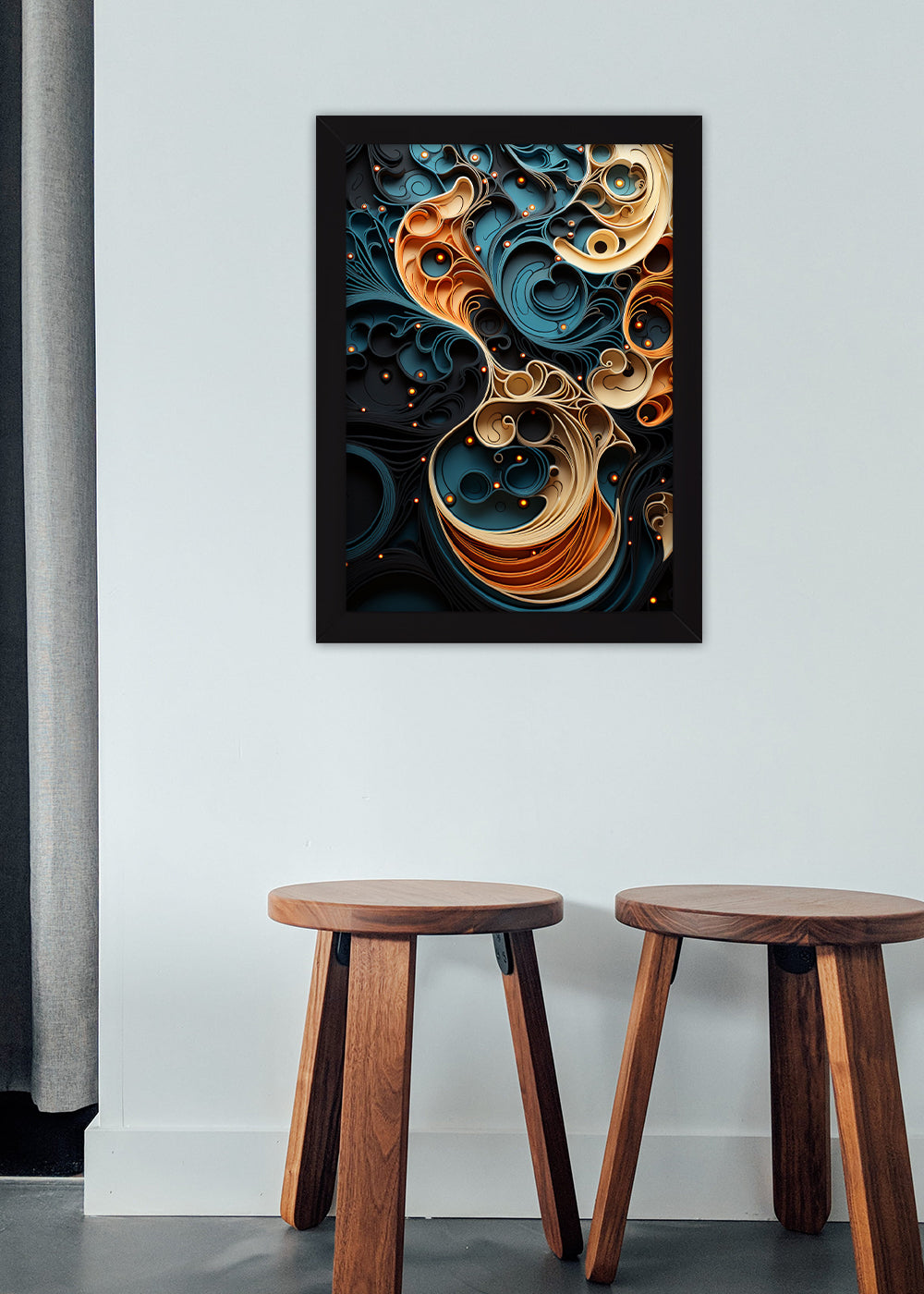 Quadro Decorativo Arte de forma abstratas - Com vidro