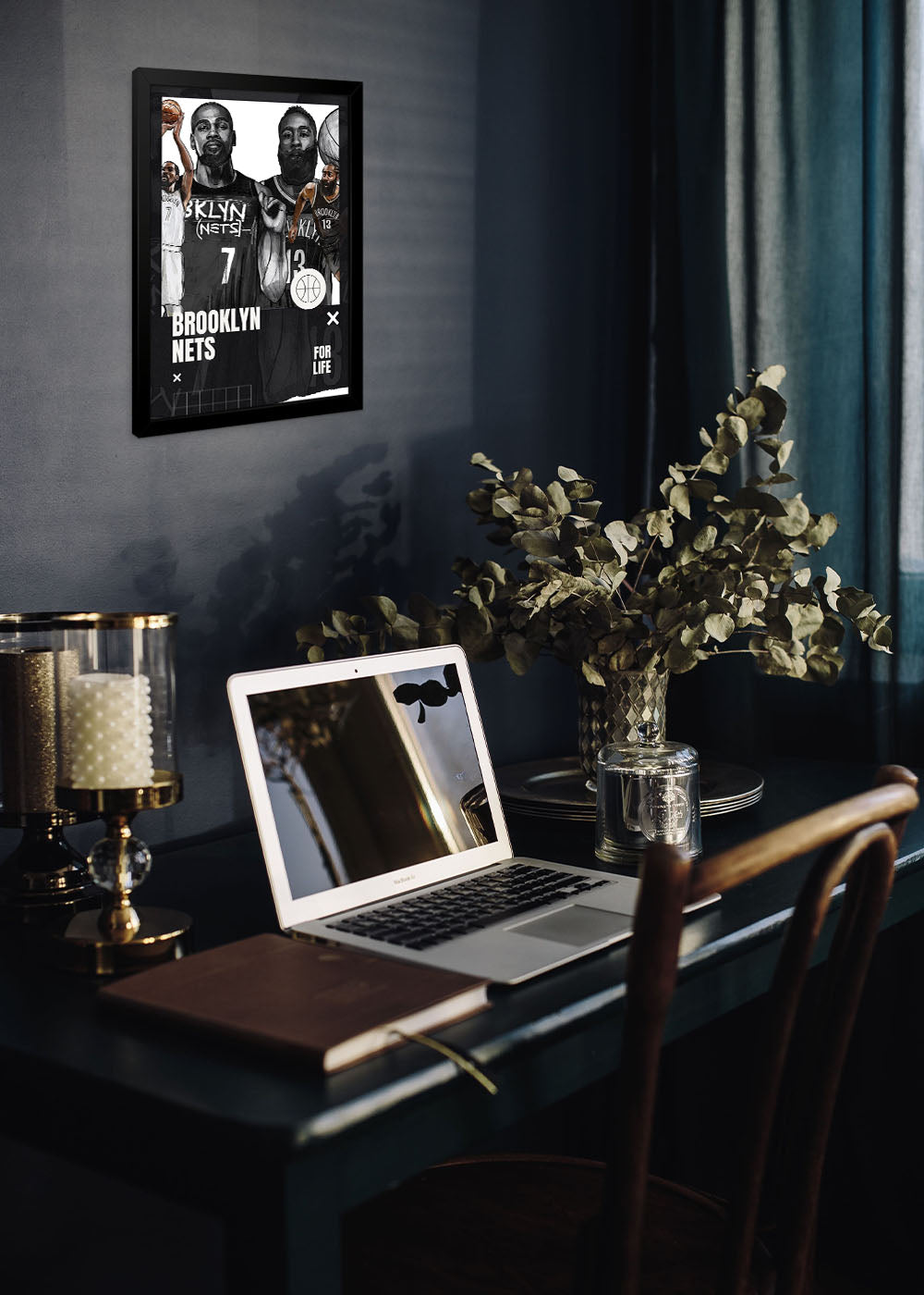 Quadro Decorativo Brooklyn Nets - Com vidro