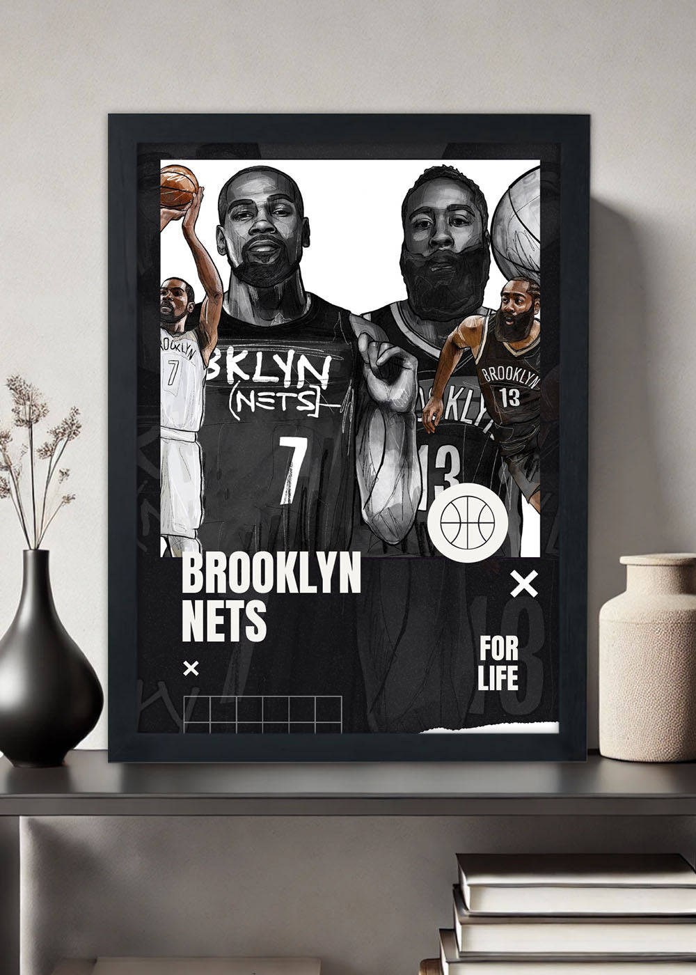 Quadro Decorativo Brooklyn Nets - Com vidro