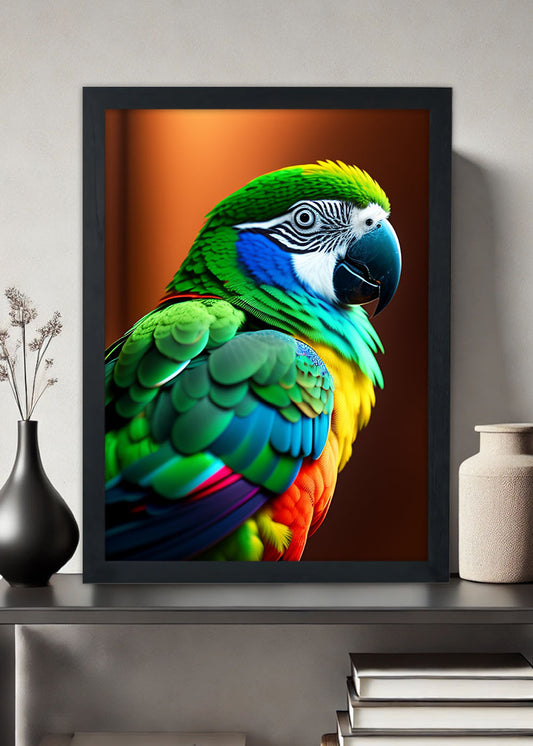 Quadro Decorativo Papagaio selvagem - Animais - Com vidro