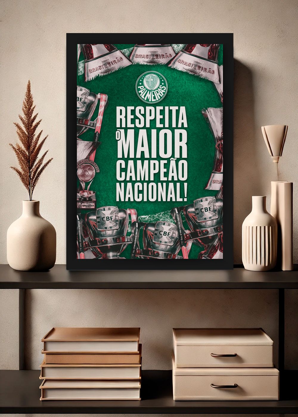 Quadro Com Vidro Palmeiras Respeita o Maior com Moldura