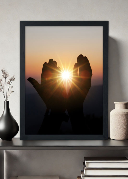 Quadro Mãos da oração - religioso - Com vidro