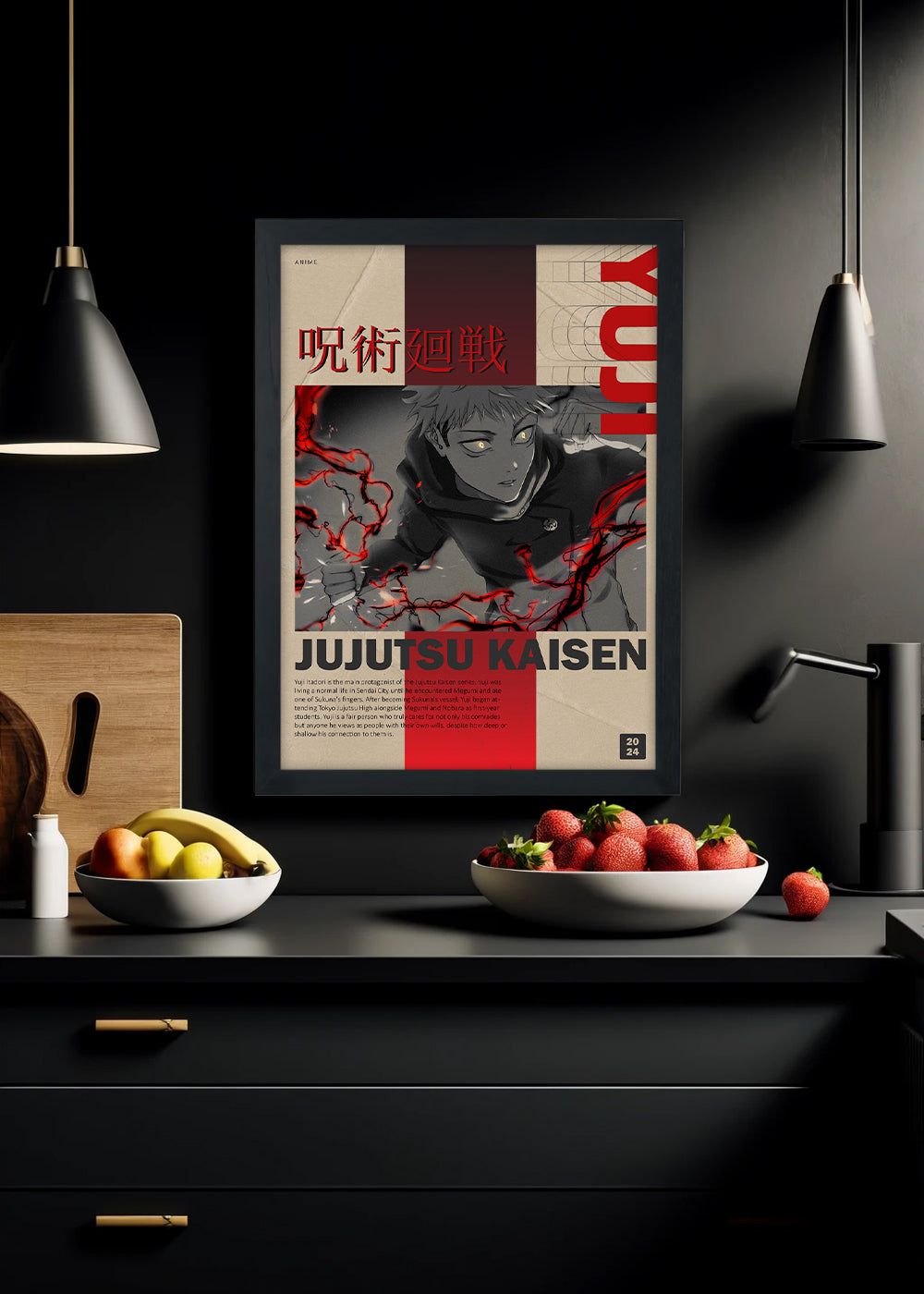 Quadro Decorativo Yuji Itadori - Com vidro